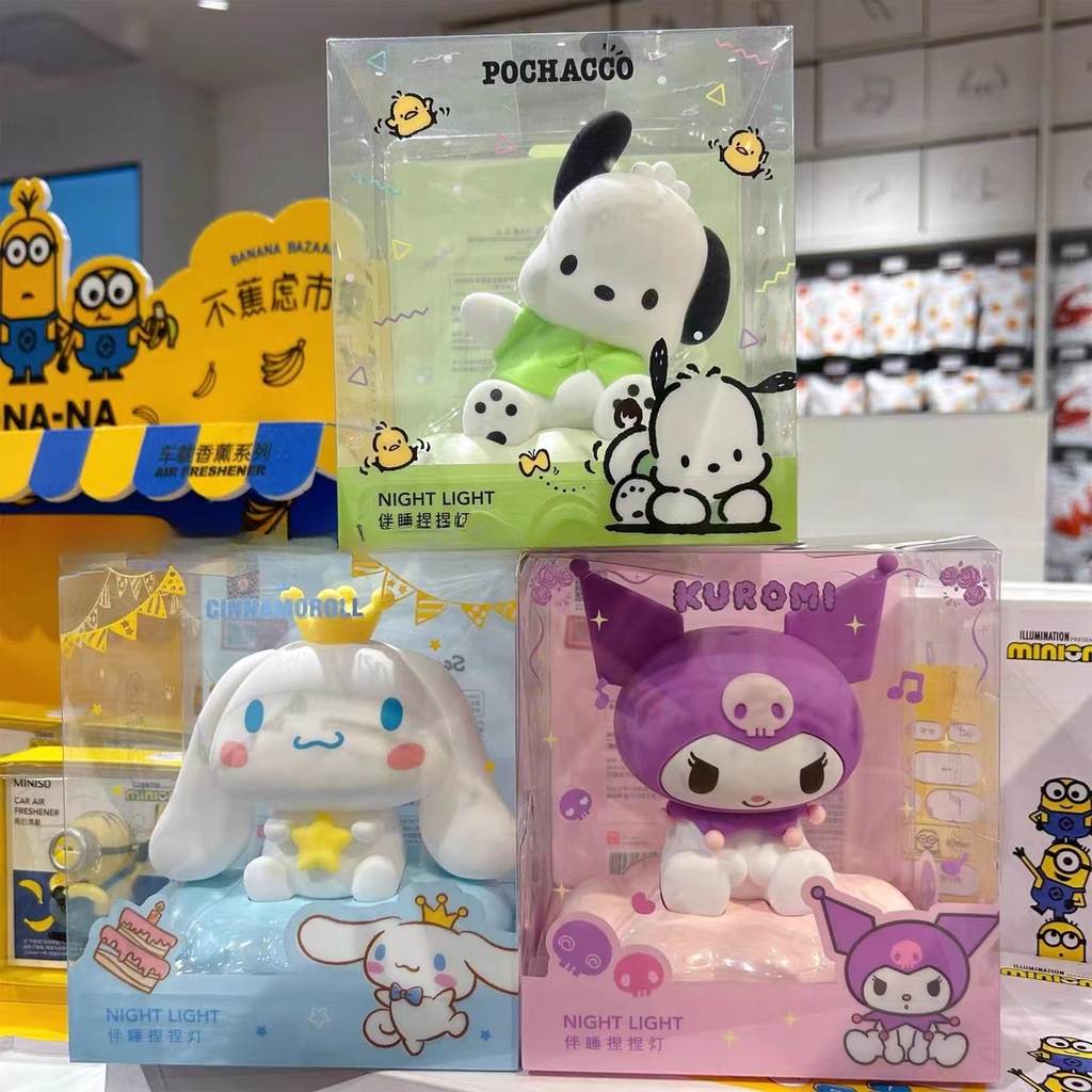 Sanrio MINISO LED Night Light Kuromi Cinnamoroll Pochacco Led Lamp Moon ...