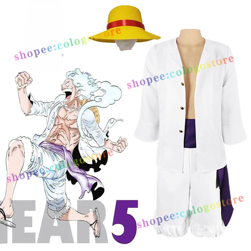 Luffy Cosplay Wano Country Anime Costume Outfit Shirt Pants Nika Form 