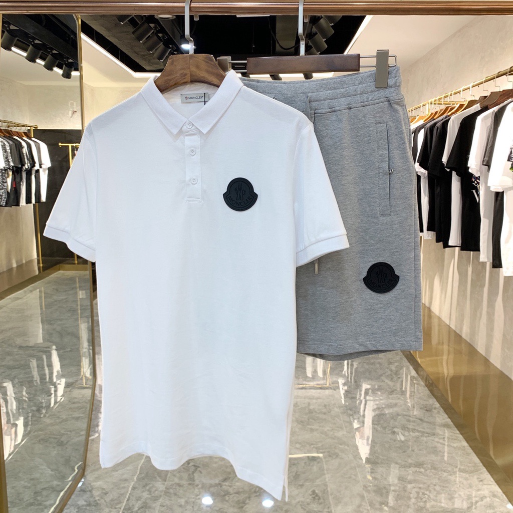 M0n Summer Men's Half-Sleeve polo Shirt Leather Badge Pure Cotton ...