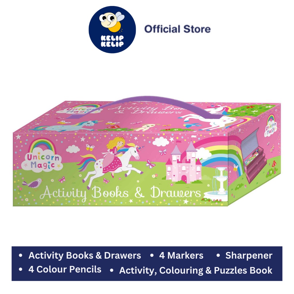 Unicorn Magic Colouring & Activity Drawers Set For Kids with Activity ...