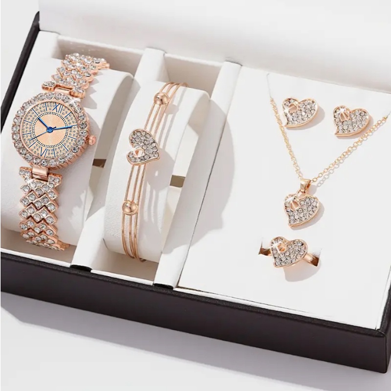 6pcs/set Rhinestone Full Diamond Watch For Women Watches Ladies Female