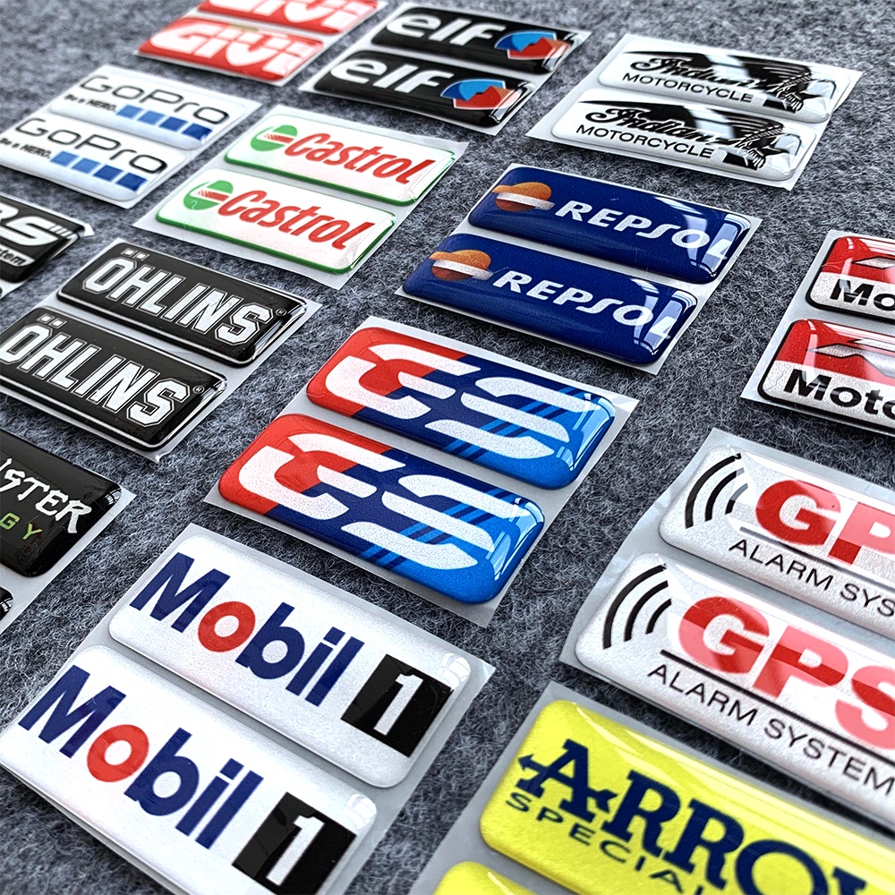 1 Pair of 3D Resin Gel Mini Sticker ARROW Gopro Castrol Repsol OHLINS ...