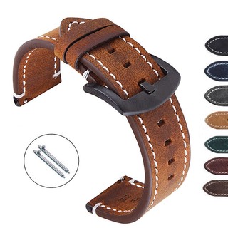 BINLUN Lederen Horlogebanden 20mm 21mm 22mm 24mm - Handgemaakte Kalfsleer Vintage Patchwork Quick Release