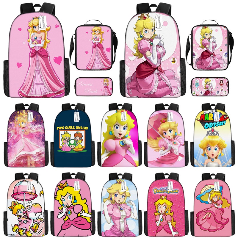 Super Mario Bros. Princess Toadstool Peach Backpack School Bag Peach ...
