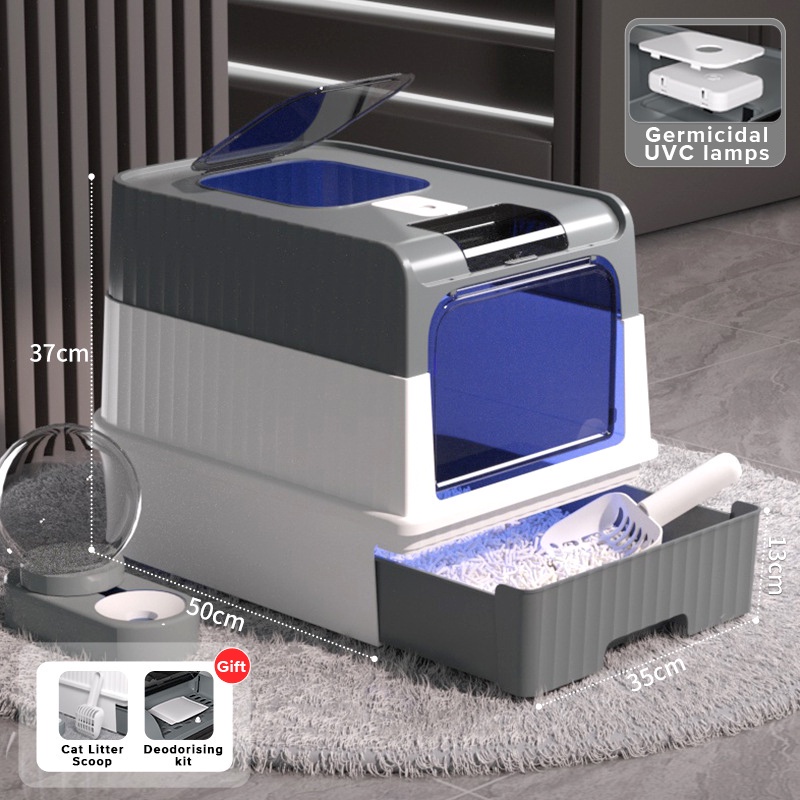 Large Cat Litter Box with UV Sterilization Fully Enclosed Cat Toilet