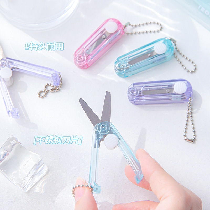 Transparent Mini Scissors Portable Safe Folding Stainless Steel ...