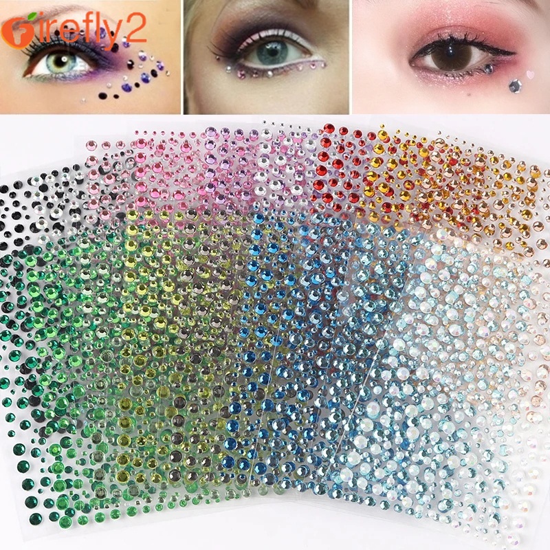 4Pcs Face Gems Mermaid Face Jewels Stick on Temporary Stickers AB