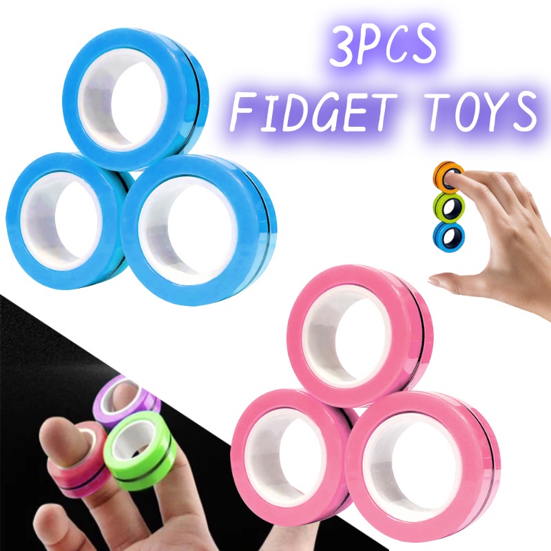 3pcs Magnetic Rings Unzip AntiStress Fidget Ring Spinner Magnetic Ring ...