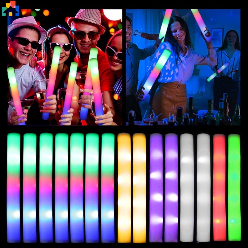 1/10Pcs LED Foam Glow Sticks Colorful RGB Luminous Fluorescent Foam Stick  Cheer Tube Dark Lighting For Xmas Birthday Party Decor
