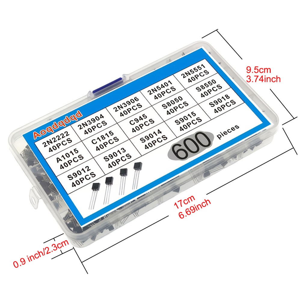 600Pcs Transistor Assortment 30-160V Transistor Kit Assortment Box ...