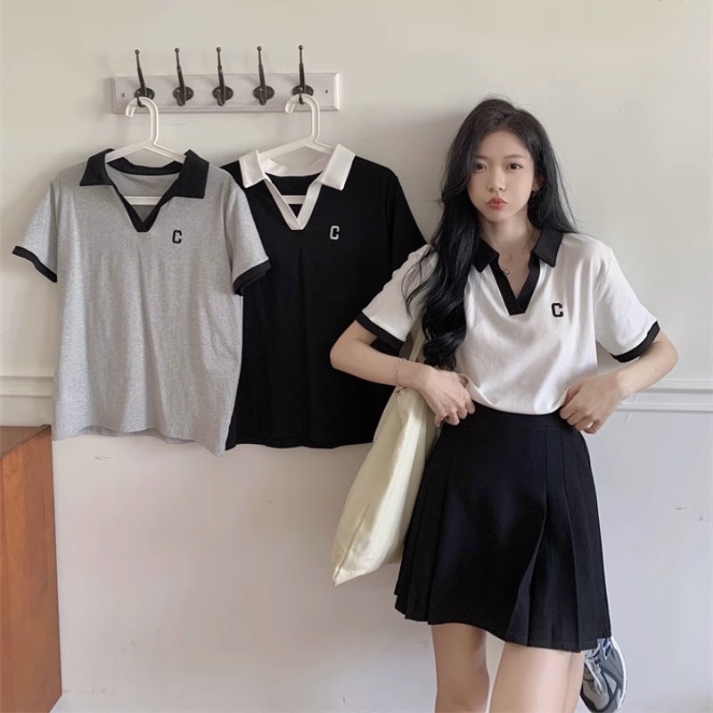 Melbourne Korean Slanted Shoulder T-shirt