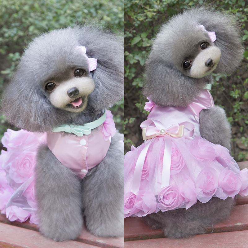 Pet Pink Purple Silk Dress Clothes for Dogs Cats Girl Rose Flower Bowknot Dog Cat Wedding Birthday Tutu Dress Apparel Gown for Party Shih Tzu Teddy Pet Formal Outfit Shopee Philippines