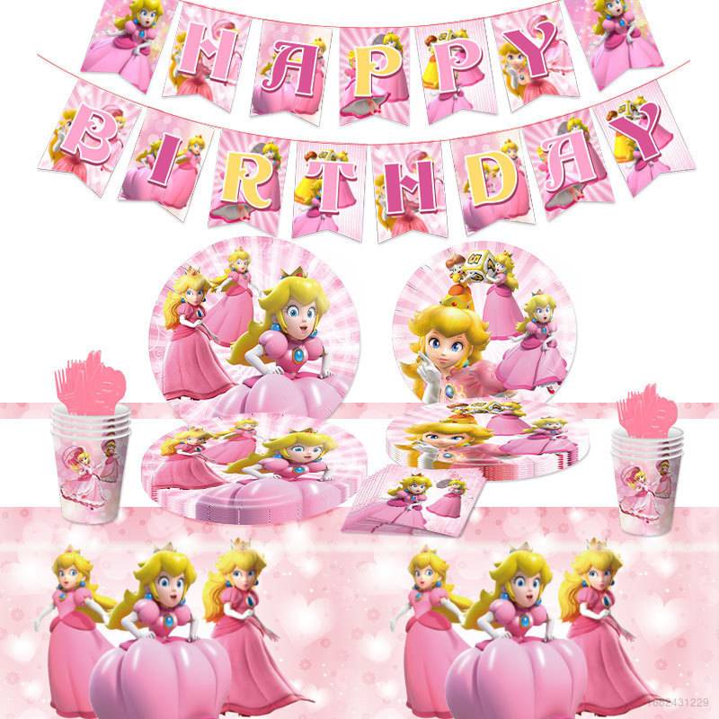 YB2 Mario Peach Princess Birthday themed party decoation Paper Plate ...