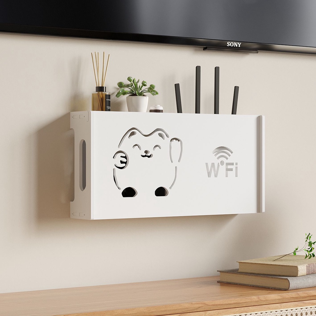 Wireless Router Shelf No Hole Punch Wifi Light Cat Organizer Multimedia ...