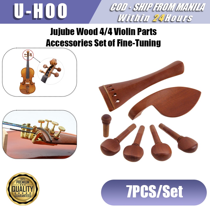 7Pcs/Set 4/4 Violin Set Violin tailpiece Pegs Shaft Stringer Jujube