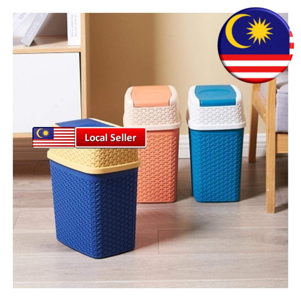 MultiColors Table Dustbin Bedroom Trash Bin with Lid Tong Sampah