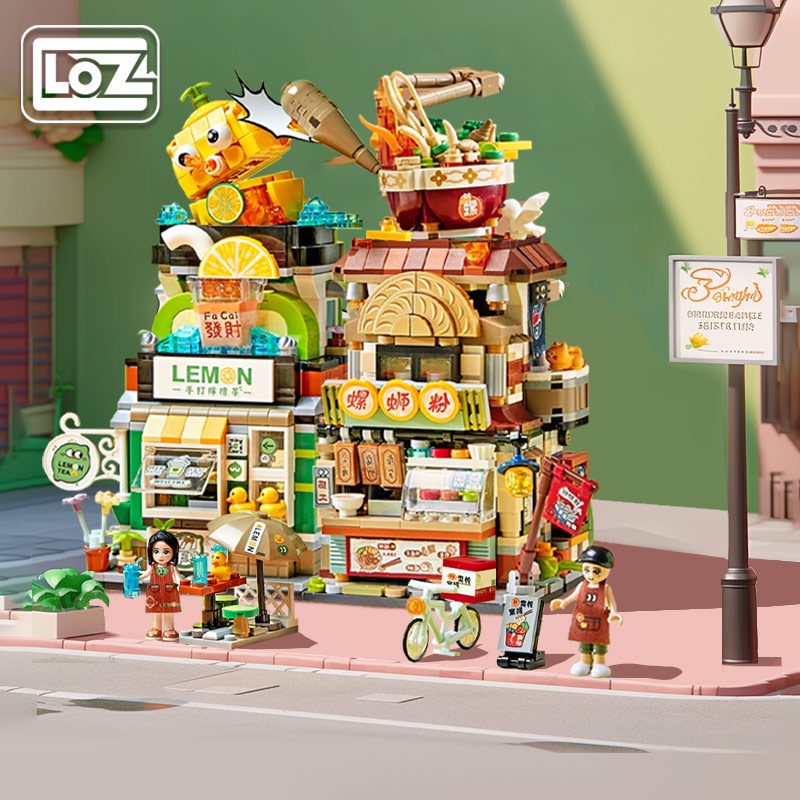 Loz/lizhi Lemon Tea Shop Snail Noodle Shop Folding Street View Small ...