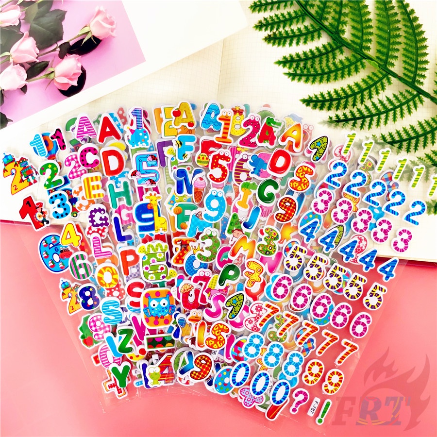 12Sheets/set Numbers and Letters Series 01 DIY Rewards Sticker Cartoon ...