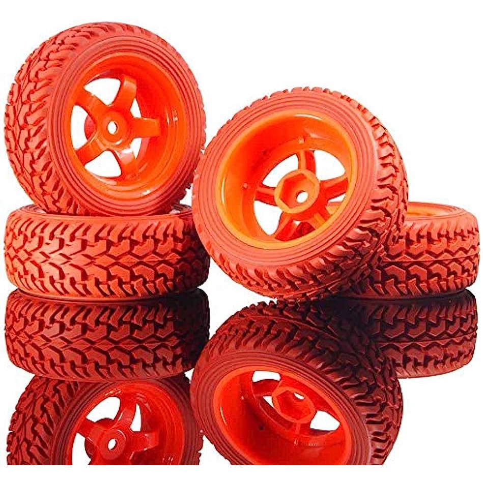 RC 6030R-8019 Red Rally Tires & Wheel Rims 4P For HSP 1:10 On-Road ...