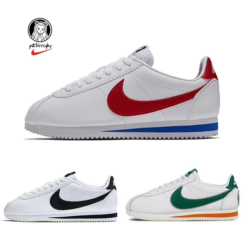 Nike leather cortez hot sale red white blue