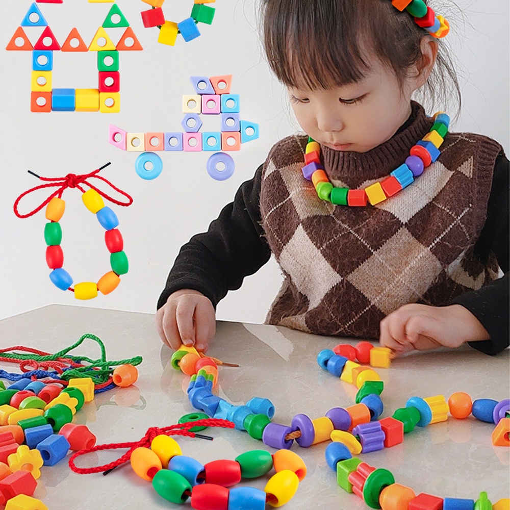 Geetoy Primary Lacing Beads Rainbow Colorful Beads Stringing Montessori ...