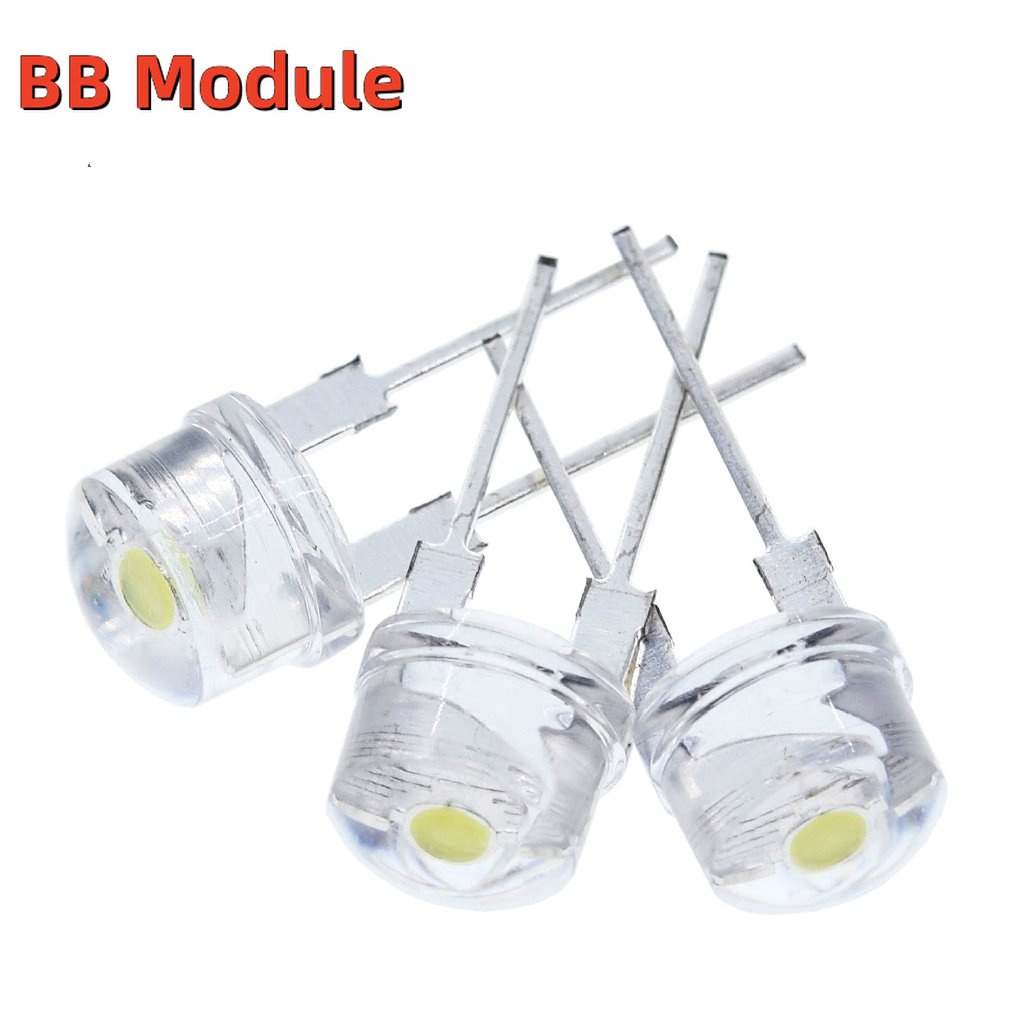 10PCS NEW F8 8mm 0.5W 3.0-3.2V Straw hat LED White Super bright LED ...