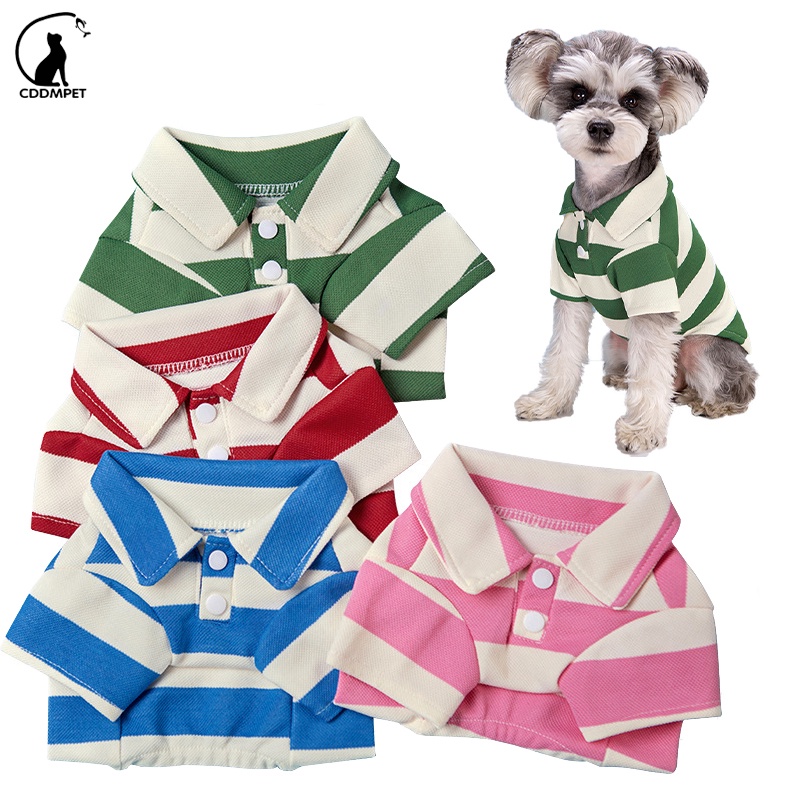 【CDDMPET】Stripe Pet Polo Shirt for Big Dogs Thin Dog Clothes for Shih