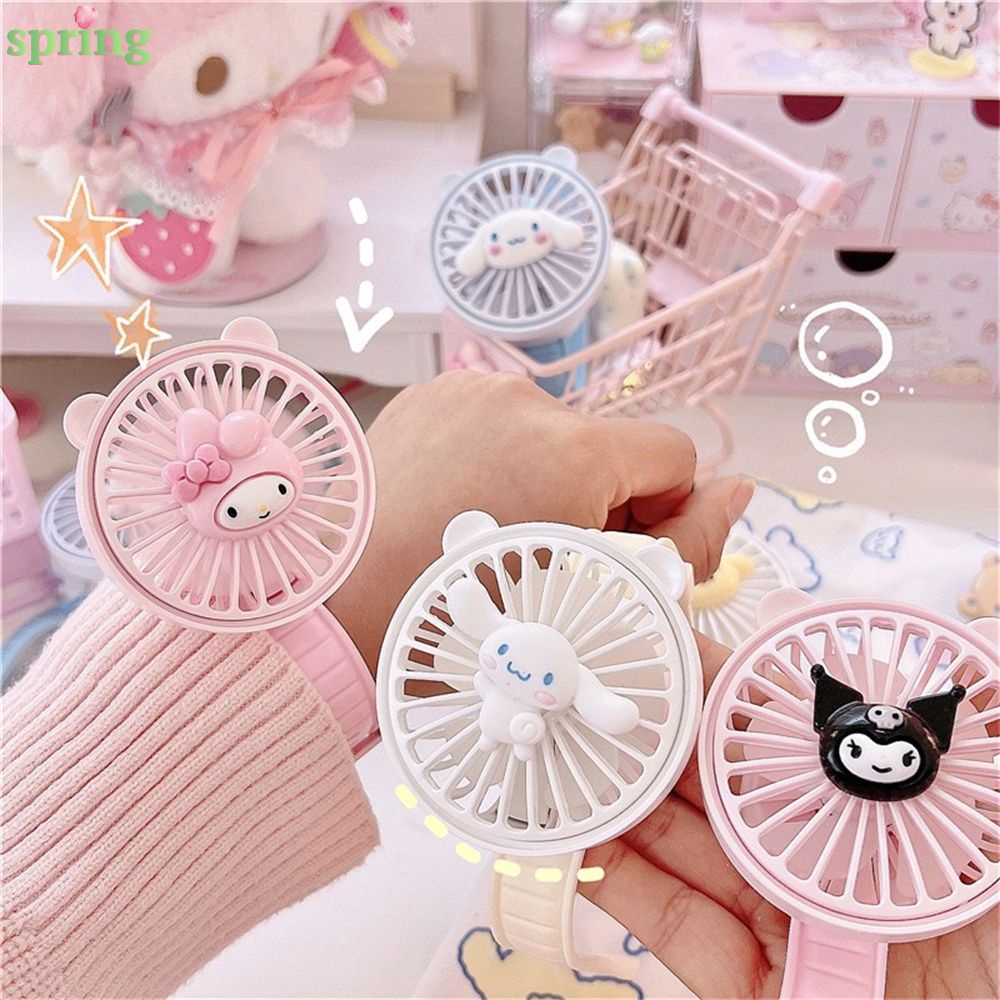 OOTD Sanrio Melody Kuromi Mini Wristband Fan Watch Fan Strong Wind