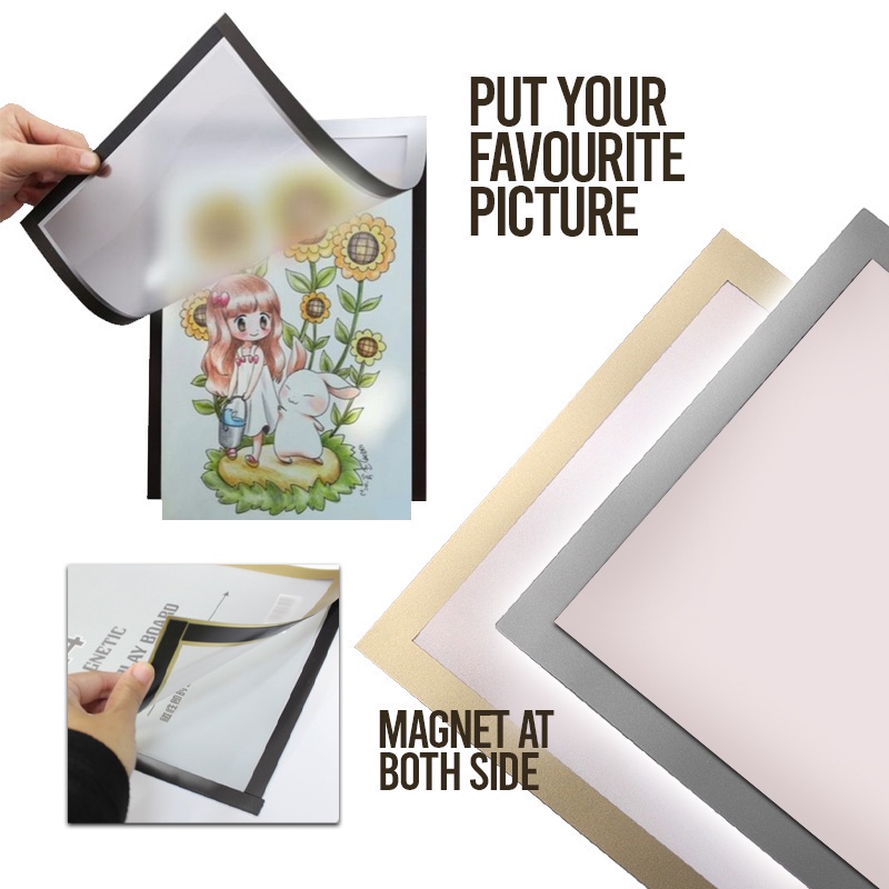 A4 Magnetic Display Frame Board Wall Stick Frame Photo Certificate ...