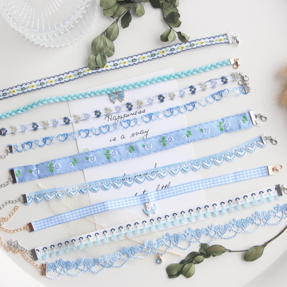 Lace choker niche choker Embroidery flower clavicle chain love