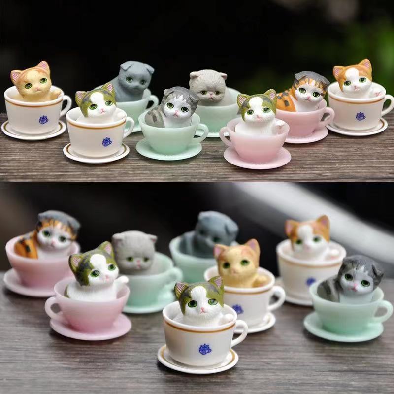 Japanese teacup cat doll decoration desktop cake decoration cute coffee