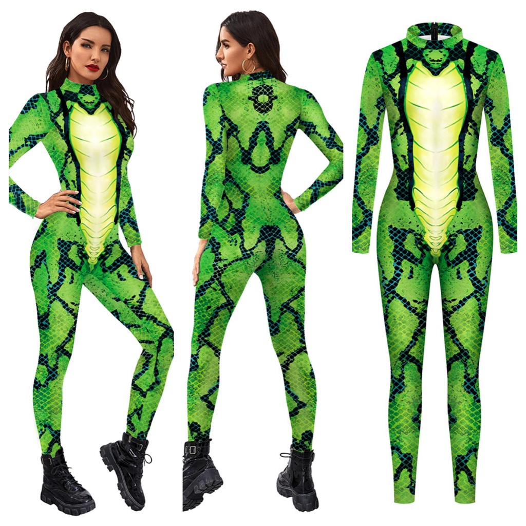 Women Men Animals Green Snake Python 3D Printed Jumpsuit Unisex Punk ...