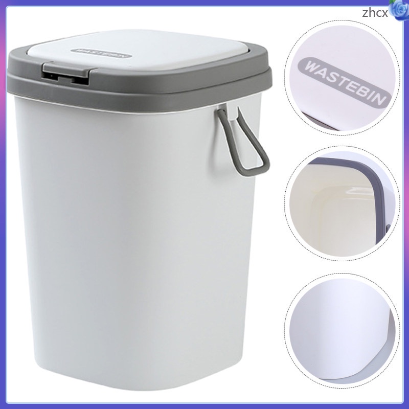 Plastic Trash Can Lid Household Farmhouse Wastebasket Office zhihuicx
