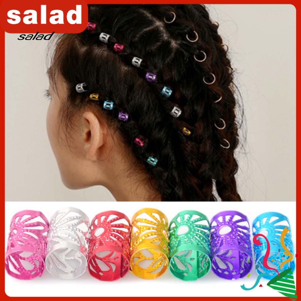 [SA] 50Pcs/100Pcs Dreadlocks Beads Bright Hollow Design Colorful Silver