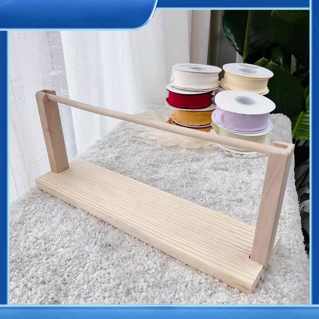 Wood Ribbon Organizer Tabletop Rotatable Storage Rack Accessory Crafts