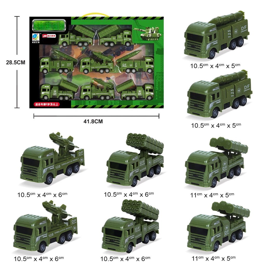 Alphar Toys 8 in 1 Military Vehicle Truck Trucks Car Cars Toy Toys Pull ...