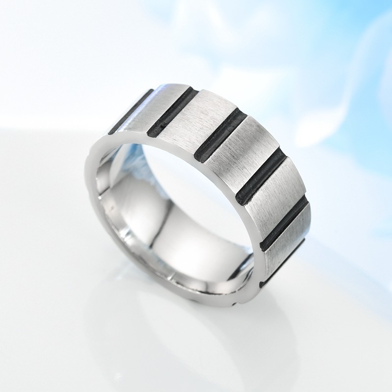 Brand new titanium steel 8mm transverse groove ring,retro style men's ...