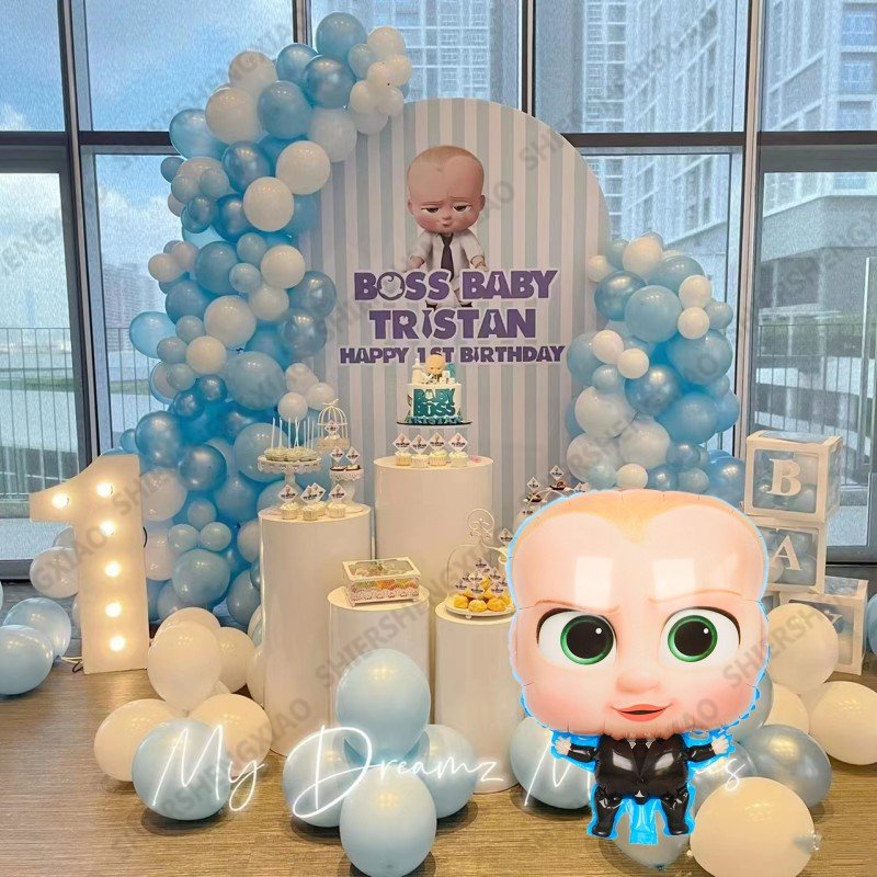 93pcs Cartoon Set Boss Baby Balloon 32inch Number Blue Foil Baby Shower ...