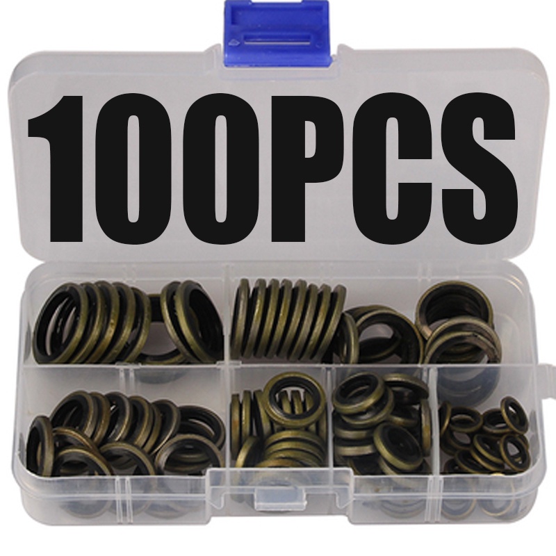 150pcs Bonded Washer Metal Rubber Oil Drain Plug Gasket Fit M6 M8 M10