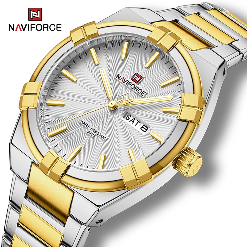 NAVIFORCE Men Classic Day And Date Display Stainless Steel Business ...