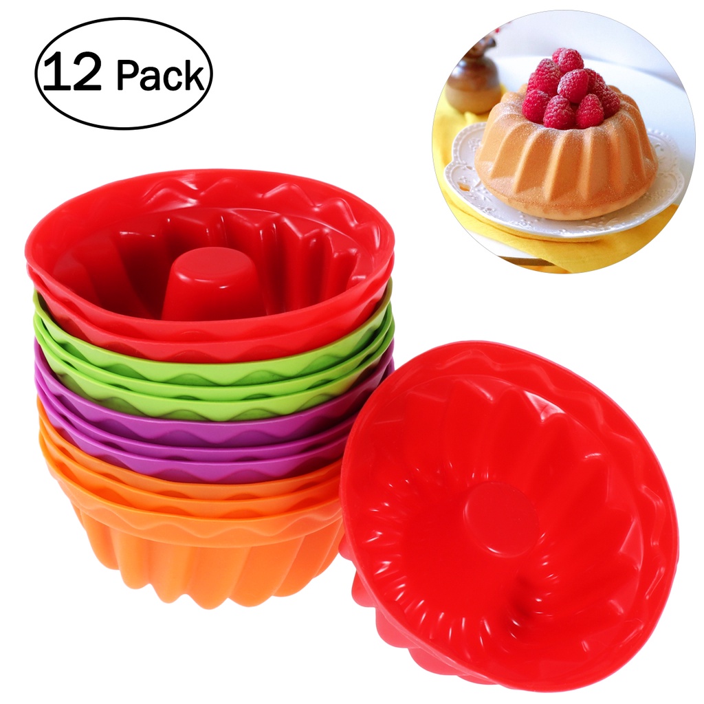 Para Gelatinas Silicone Bakeware Fluted Tube Cake Pan Pudding Cup Round