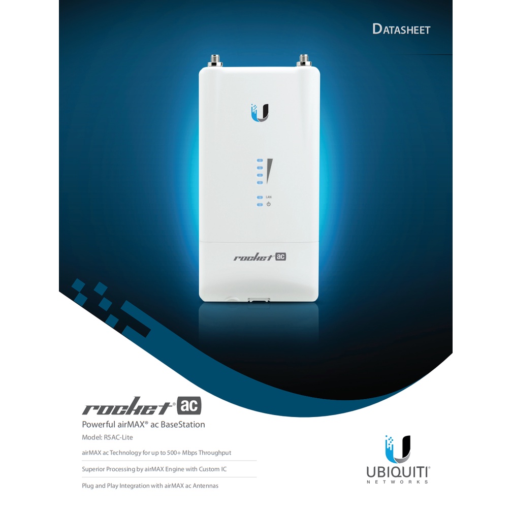 Ubiquiti R5AC Lite - Rocket AC Lite 5 GHz Base Station Radio for PTP ...