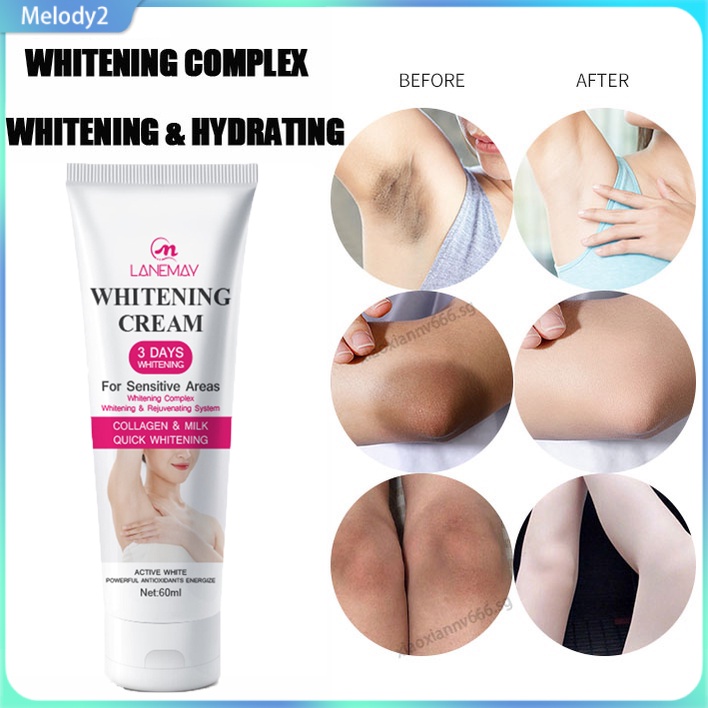 Lanemay 60g Body Whitening Cream Private Parts Underarm Bleaching Serum Whiten Butt Knee 1964