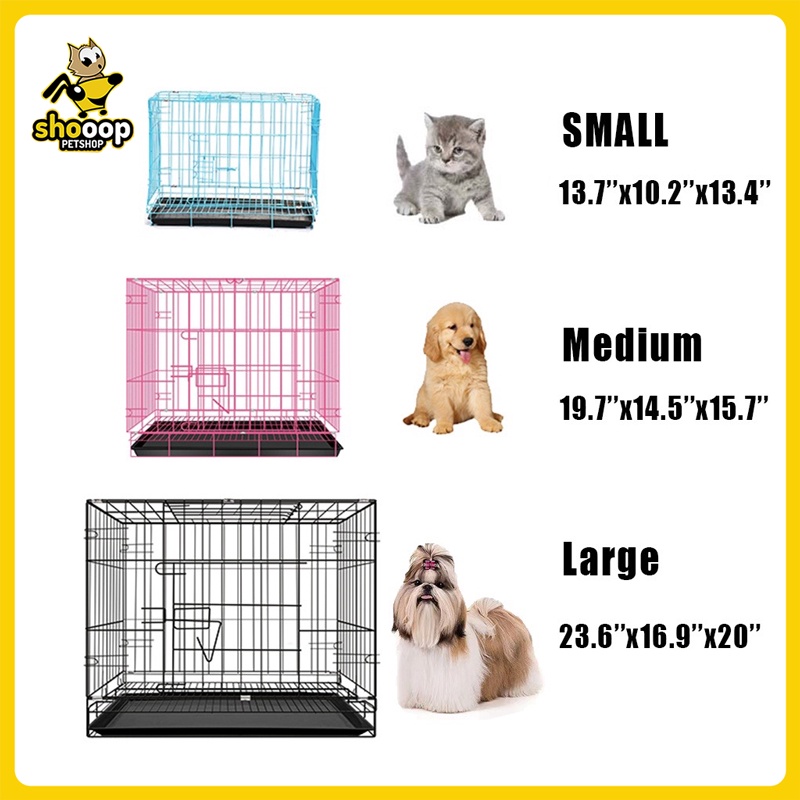 Dog cage with Poop Tray Heavy Duty Pet Cages cat cage Foldable Small ...