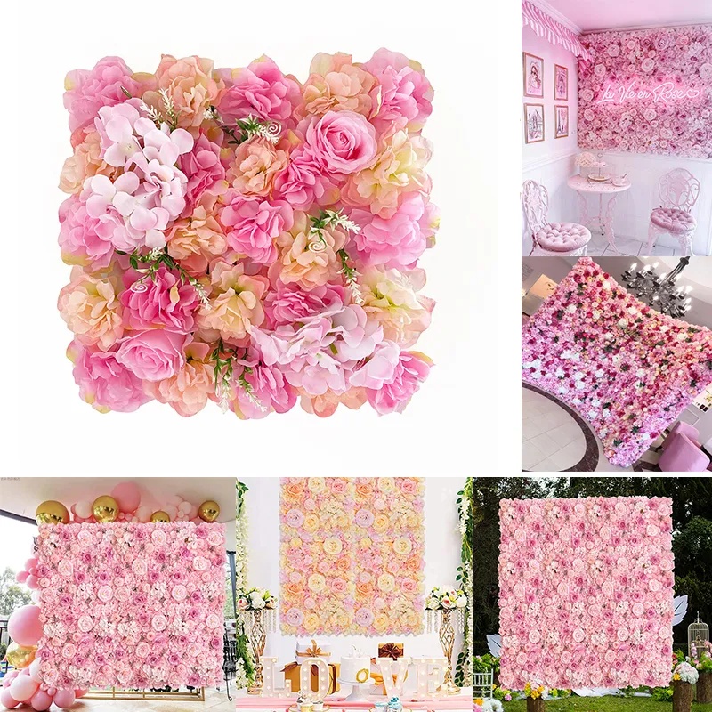 Silk Rose Flower Wall Artificial Flowers DIY Wedding Wall Decor ...