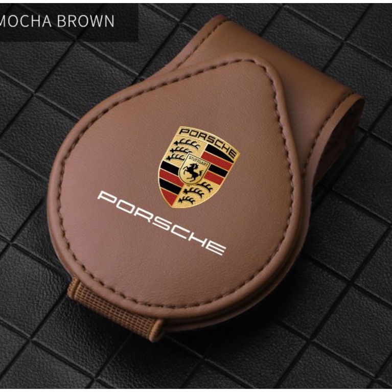 PORSCHE LOGO car sun visor card business card leather storage clip