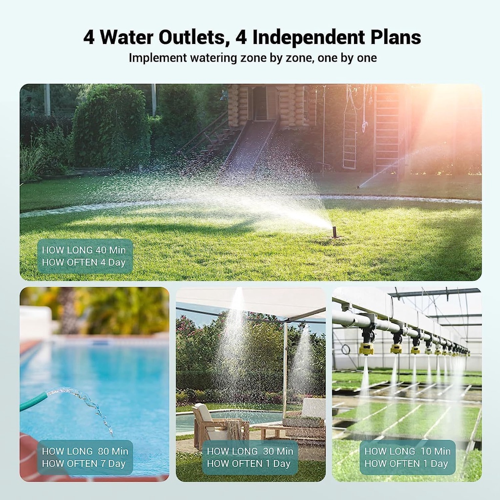 4 Zones Water Timer, Garden Hose Timer With Rain Delay, Manual Watering ...
