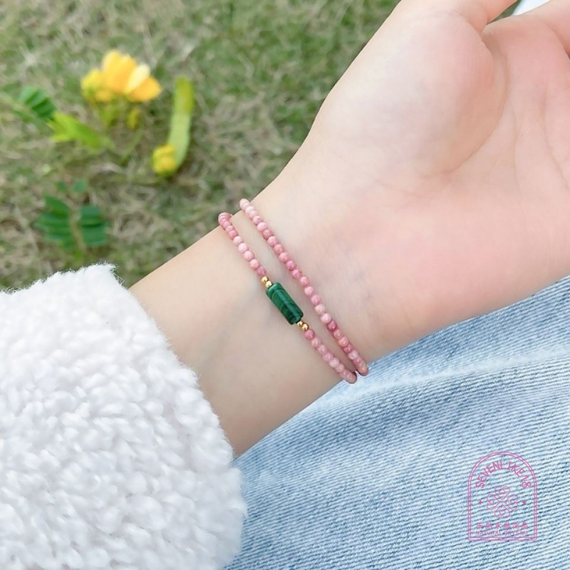 Natural Rose Pyroxene Peach Bracelet Pink Bracelet Malachite Love ...