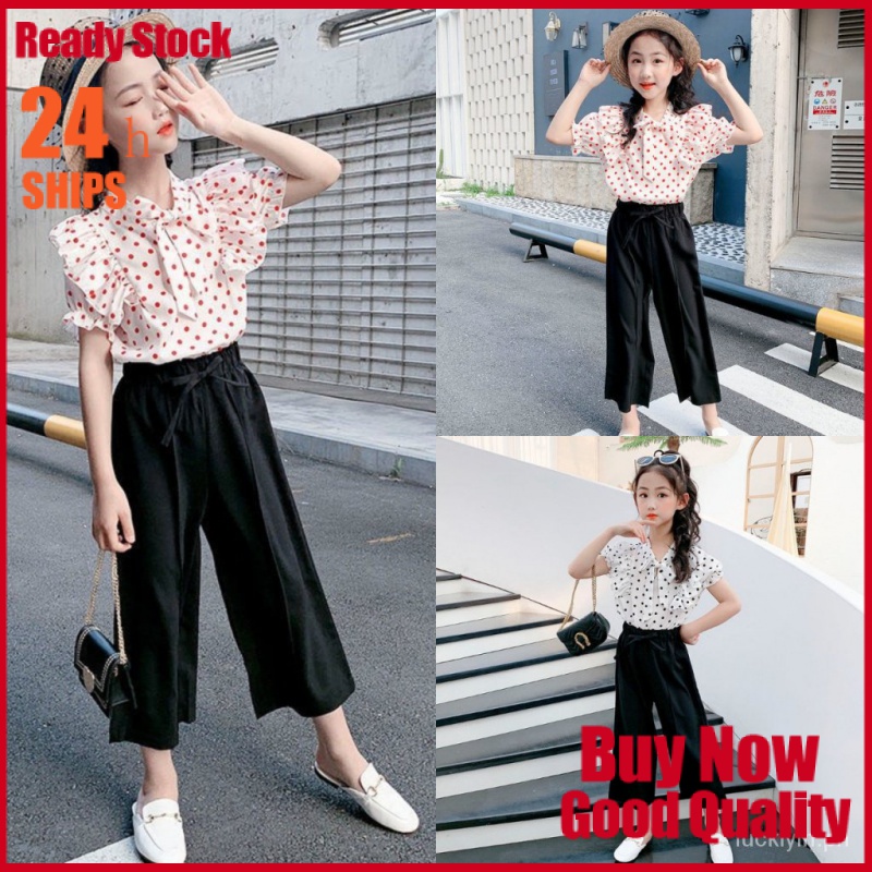 Cute Fashion 3-14 Years Old Girls' Summer dress 2PCS(Blouse trousers ...