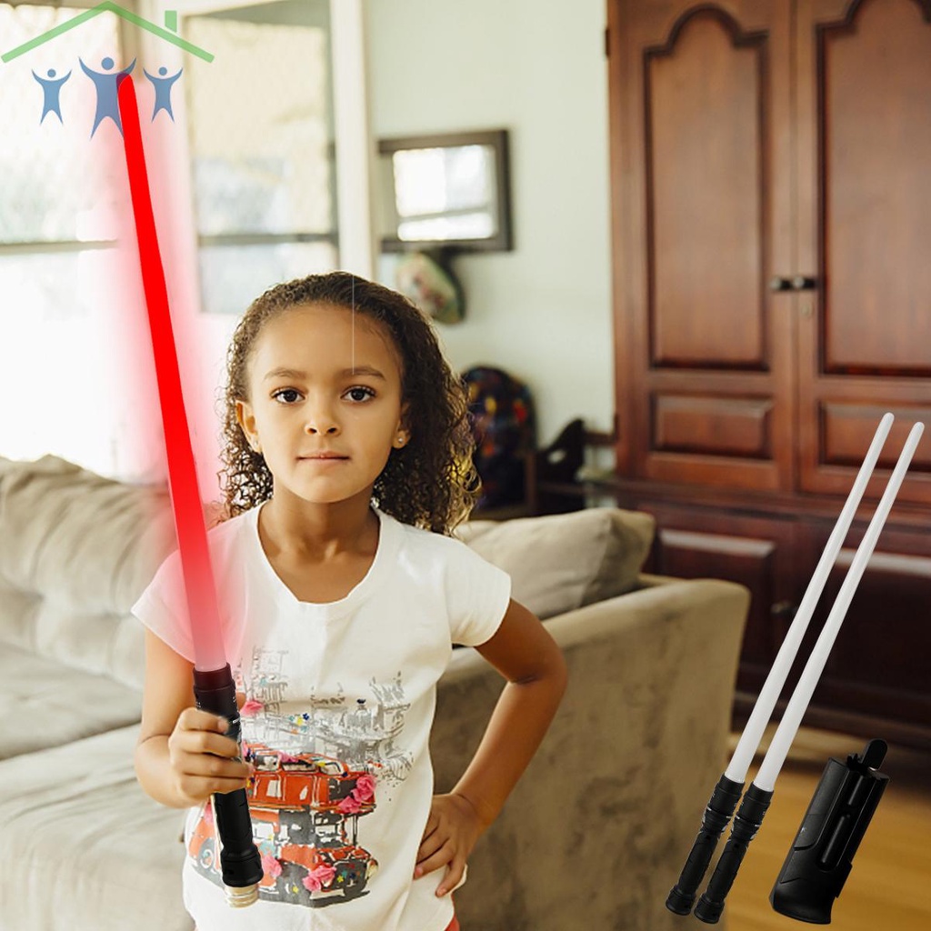2Pcs Lightsaber Light Up Saber Reusable Retractable 7 Colors Changeable
